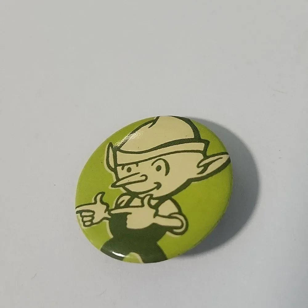 Vintage Little Green Elf Lapel Button Pin